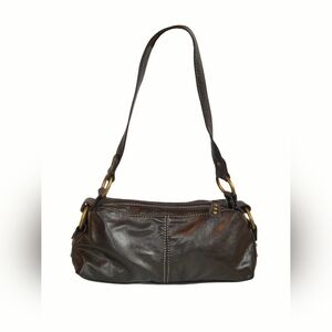 Y2K Mini Hobo Bag Brass Rings Faux Leather Brown Indie Sleaze